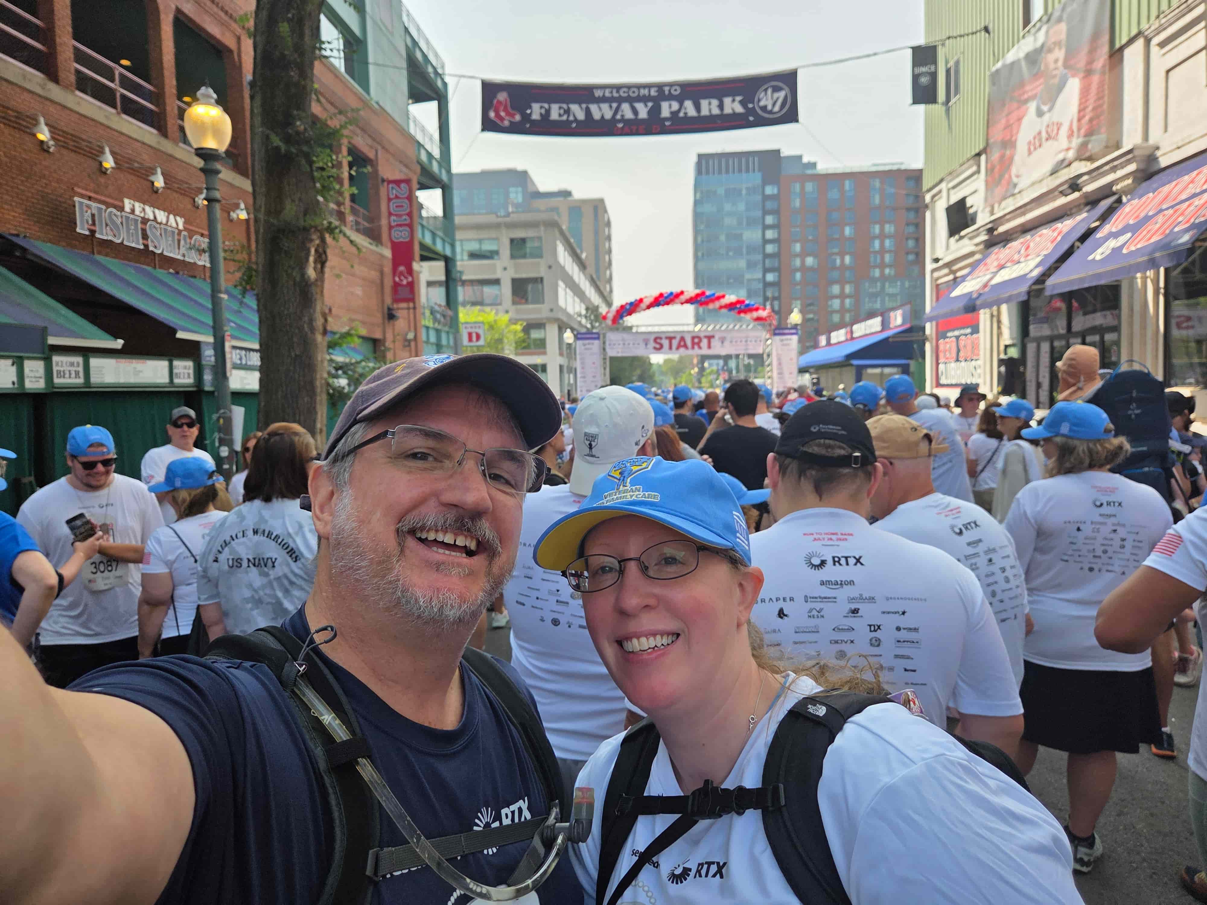 Michael and Melissa Giovaninni at the 2025 Run to Home Base 5K at Fenway Park